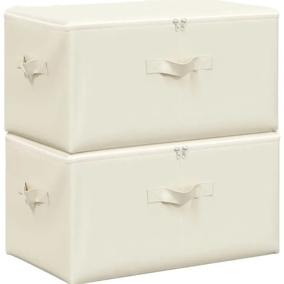 vidaXL - Opbergbox Opbergboxen - Crème - Stof - 2 stuks