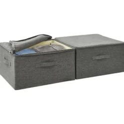 vidaXL - Opbergbox Opbergboxen - Antraciet - Stof - 2 stuks