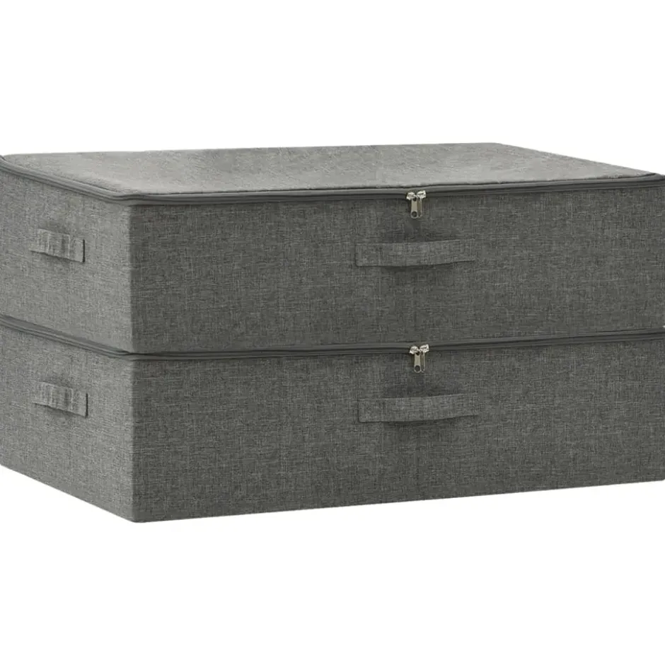 vidaXL - Opbergbox Opbergboxen - Antraciet - Stof - 2 stuks