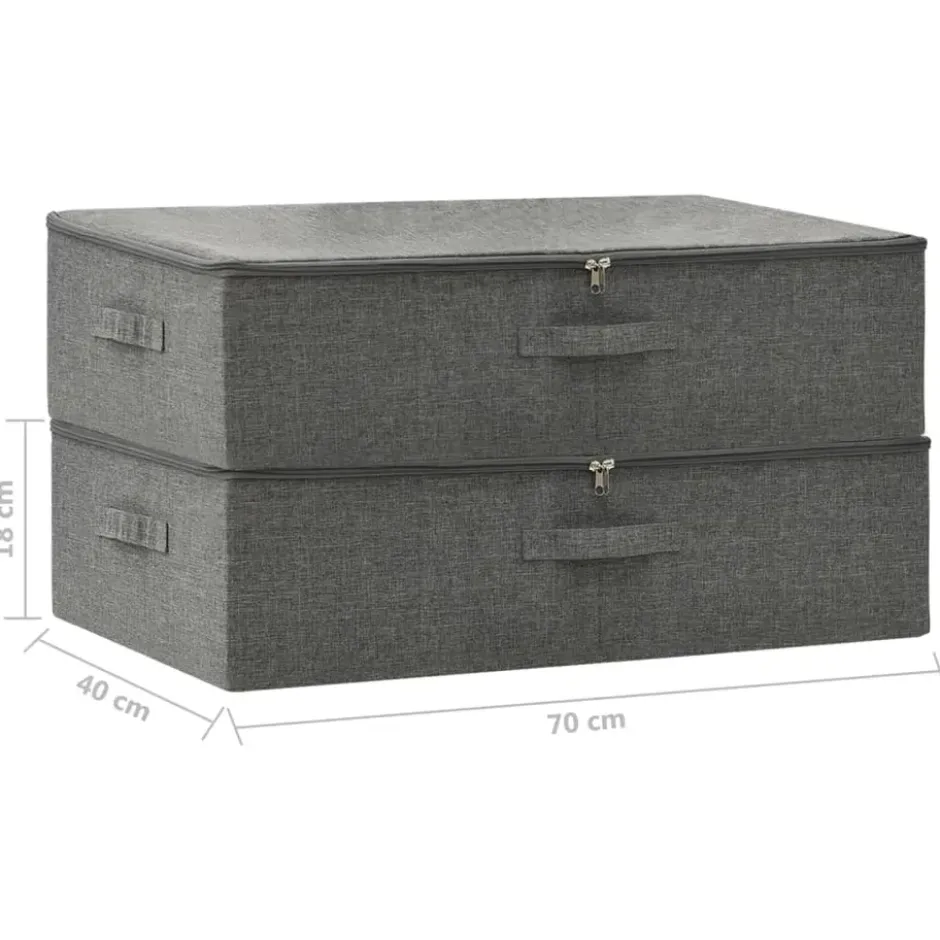 vidaXL - Opbergbox Opbergboxen - Antraciet - Stof - 2 stuks