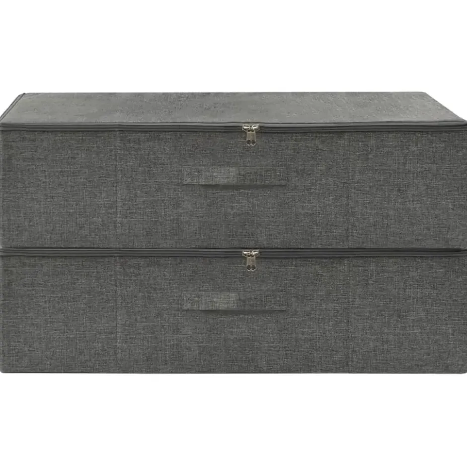 vidaXL - Opbergbox Opbergboxen - Antraciet - Stof - 2 stuks