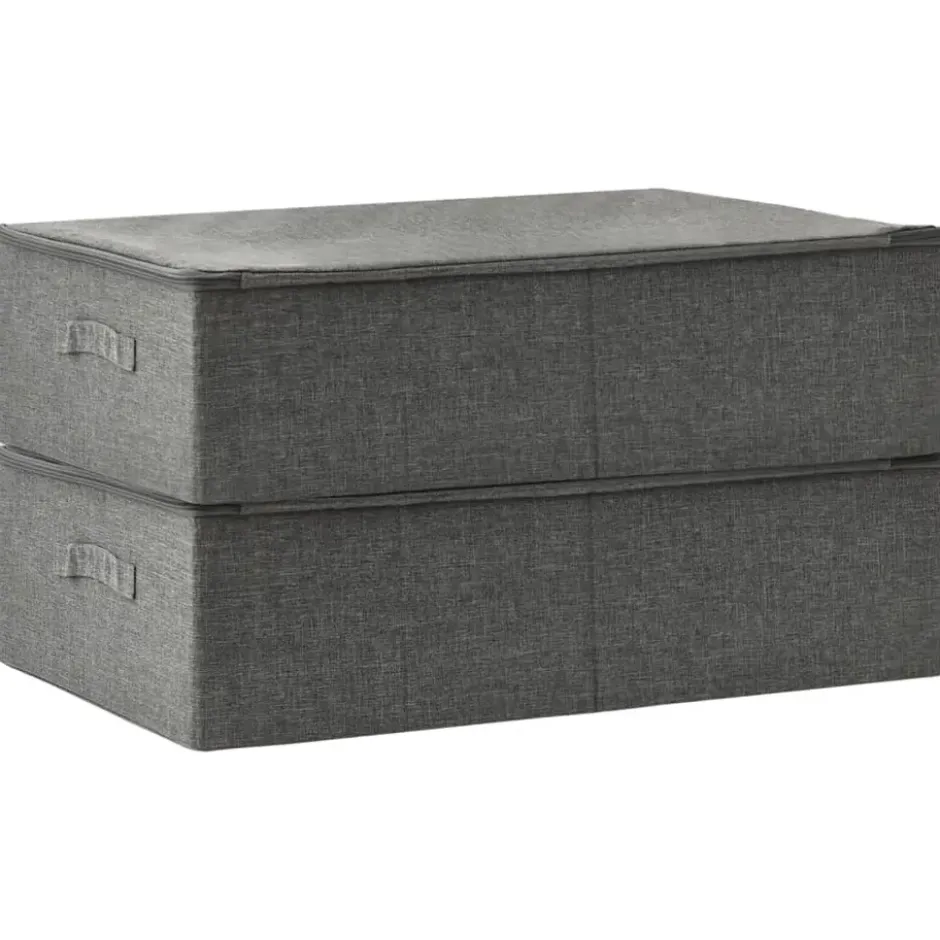 vidaXL - Opbergbox Opbergboxen - Antraciet - Stof - 2 stuks