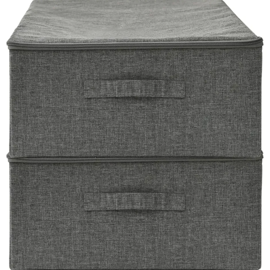 vidaXL - Opbergbox Opbergboxen - Antraciet - Stof - 2 stuks