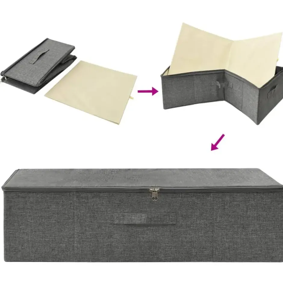 vidaXL - Opbergbox Opbergboxen - Antraciet - Stof - 2 stuks