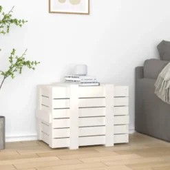 vidaXL - Opbergbox - Wit - Grenenhout - 58 x 40.5 x 42 cm