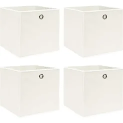 vidaXL - Opbergbox - Wit - Stof - 4 stuks