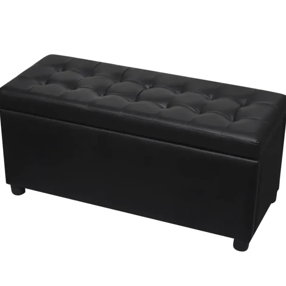 vidaXL - Opberg Hocker - Zwart - Kunstleer