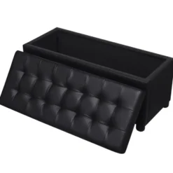 vidaXL - Opberg Hocker - Zwart - Kunstleer