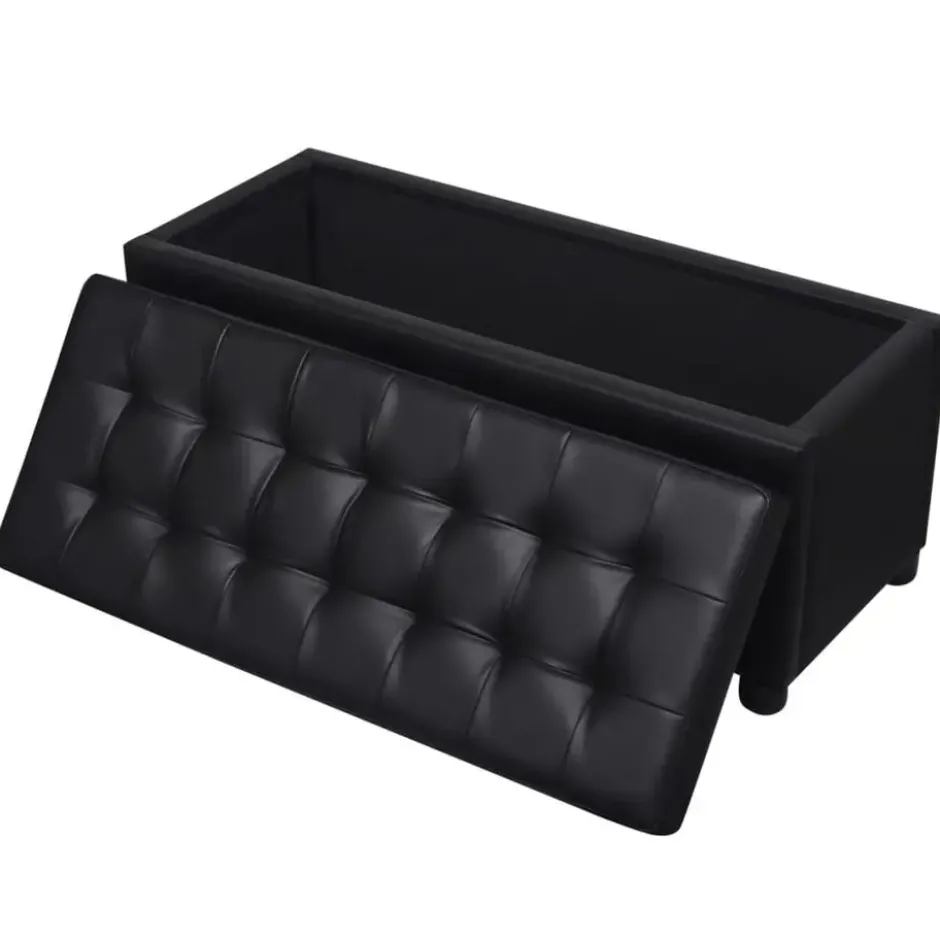 vidaXL - Opberg Hocker - Zwart - Kunstleer