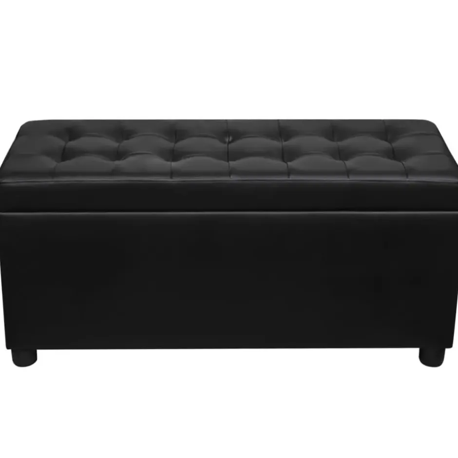 vidaXL - Opberg Hocker - Zwart - Kunstleer