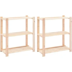 vidaXL - Opbergrekken 3-laags 2 st 80x38x90 cm massief grenenhout 150 kg