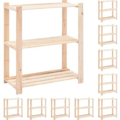 vidaXL - Opbergrekken 3-laags 10 st 80x38x90 cm grenenhout 150 kg