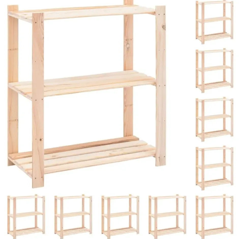 vidaXL - Opbergrekken 3-laags 10 st 80x38x90 cm grenenhout 150 kg