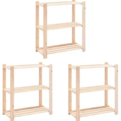 vidaXL - Opbergrekken 3-laags 3 st 80x38x90 cm massief grenenhout 150 kg