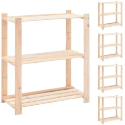 vidaXL - Opbergrekken 3-laags 5 st 150 kg 80x38x90 cm massief grenenhout