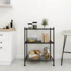 vidaXL - Opbergrek 3-laags 150 kg 60x35x76 cm zwart