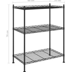 vidaXL - Opbergrek 3-laags 150 kg 60x35x76 cm zwart
