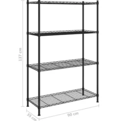 vidaXL - Opbergrek 4-laags 200 kg 90x35x137 cm zwart