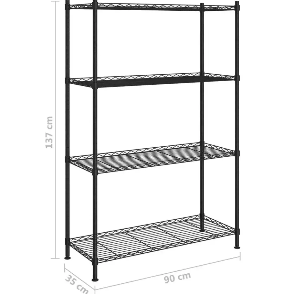 vidaXL - Opbergrek 4-laags 200 kg 90x35x137 cm zwart