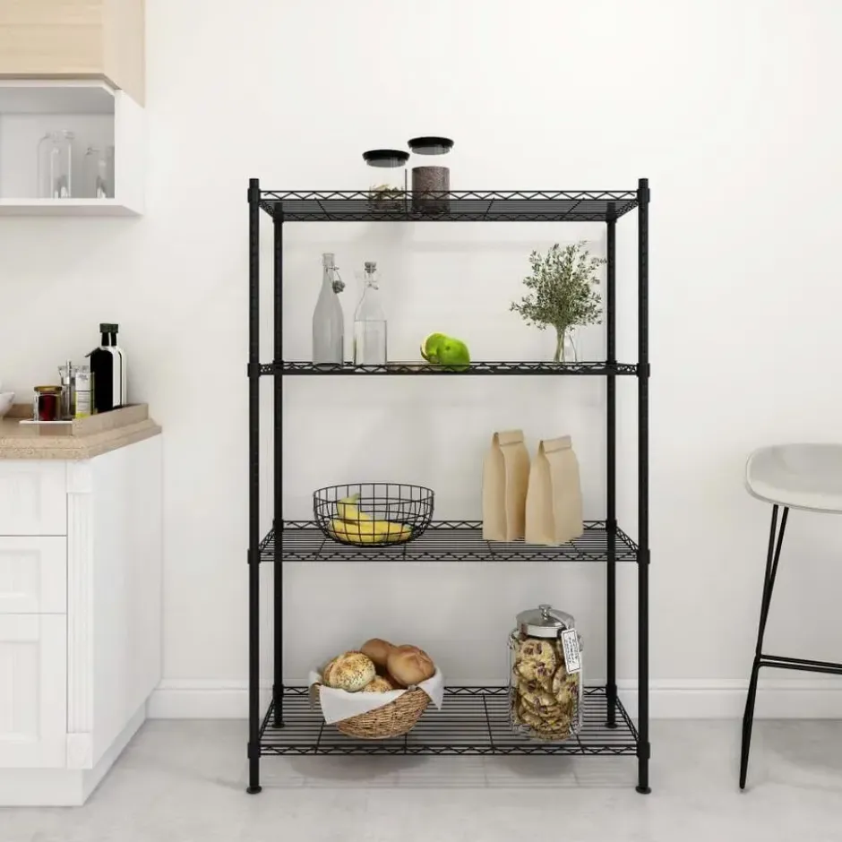 vidaXL - Opbergrek 4-laags 200 kg 90x35x137 cm zwart