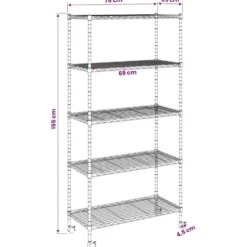 vidaXL - Opbergrek 5-laags met wielen 250 kg 75x35x155 cm zwart