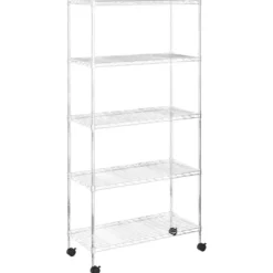 vidaXL - Opbergrek 5-laags met wielen 250 kg 75x35x155 cm chroomkleurig