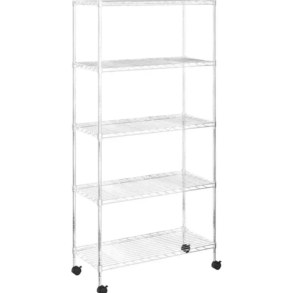 vidaXL - Opbergrek 5-laags met wielen 250 kg 75x35x155 cm chroomkleurig