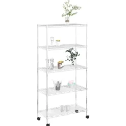 vidaXL - Opbergrek 5-laags met wielen 250 kg 75x35x155 cm chroomkleurig