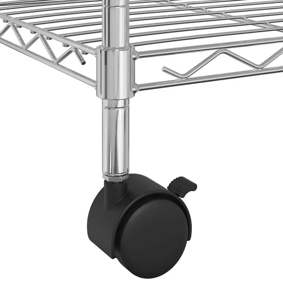 vidaXL - Opbergrek 5-laags met wielen 250 kg 75x35x155 cm chroomkleurig