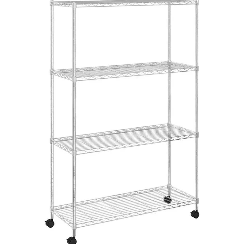 vidaXL - Opbergrek 4-laags met wielen 200 kg 90x35x142 cm chroomkleurig