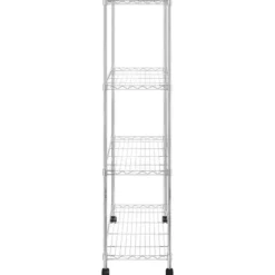 vidaXL - Opbergrek 4-laags met wielen 200 kg 90x35x142 cm chroomkleurig