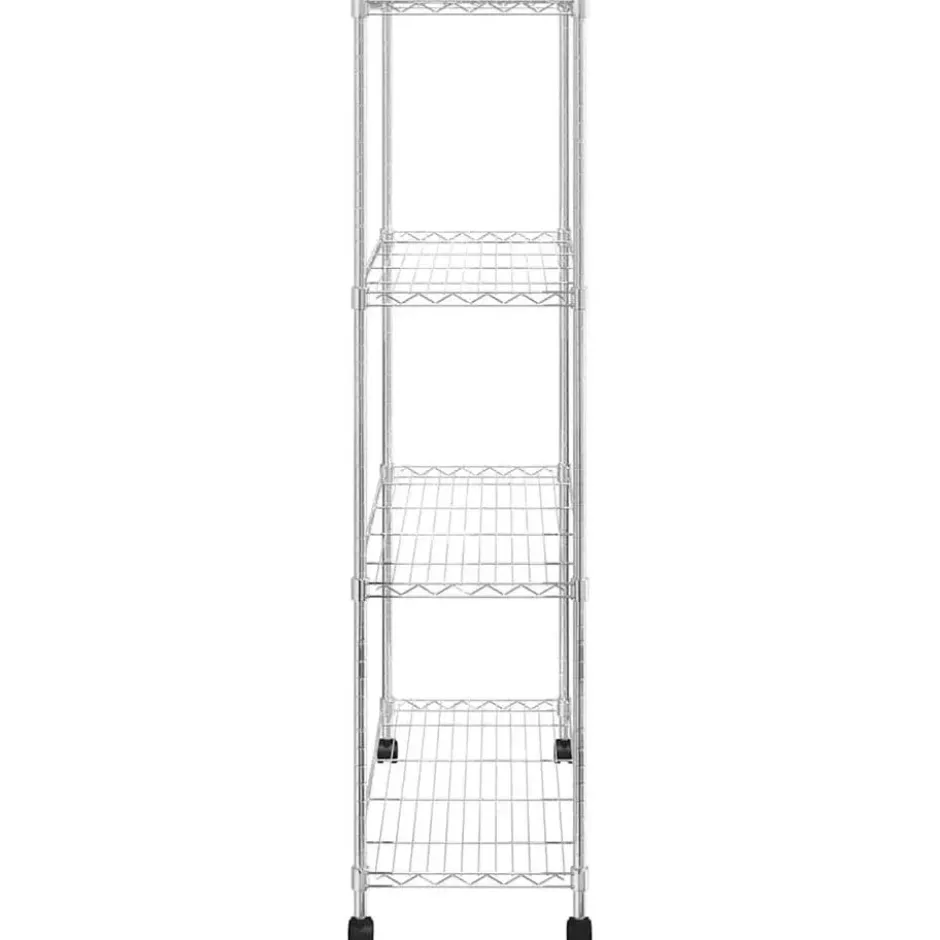 vidaXL - Opbergrek 4-laags met wielen 200 kg 90x35x142 cm chroomkleurig