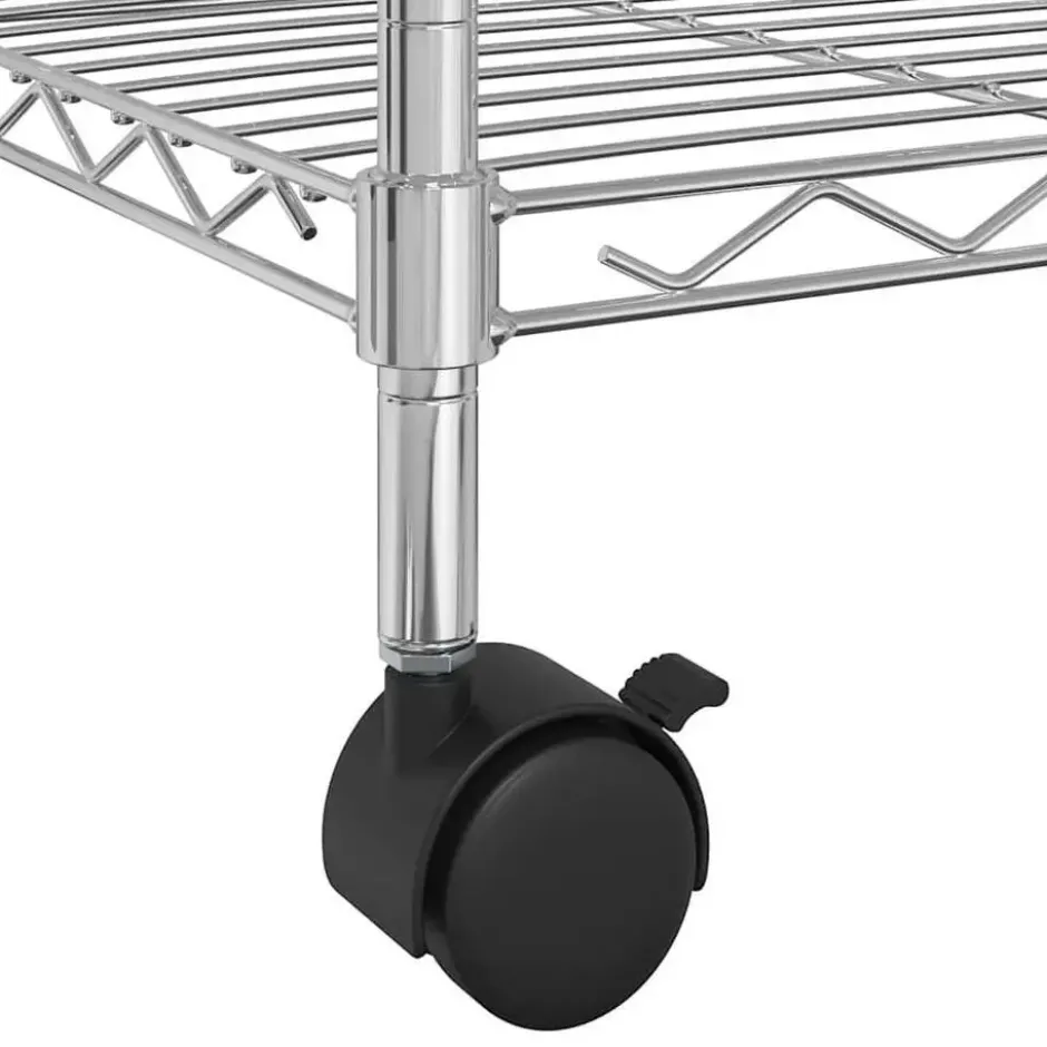 vidaXL - Opbergrek 4-laags met wielen 200 kg 90x35x142 cm chroomkleurig