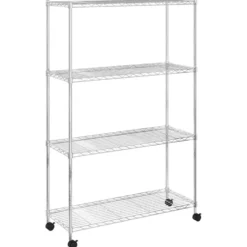 vidaXL - Opbergrek 4-laags met wielen 200 kg 90x35x142 cm chroomkleurig