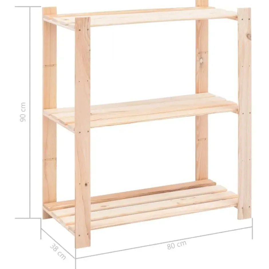 vidaXL - Opbergrek 3-laags 80x38x90 cm massief grenenhout 150 kg