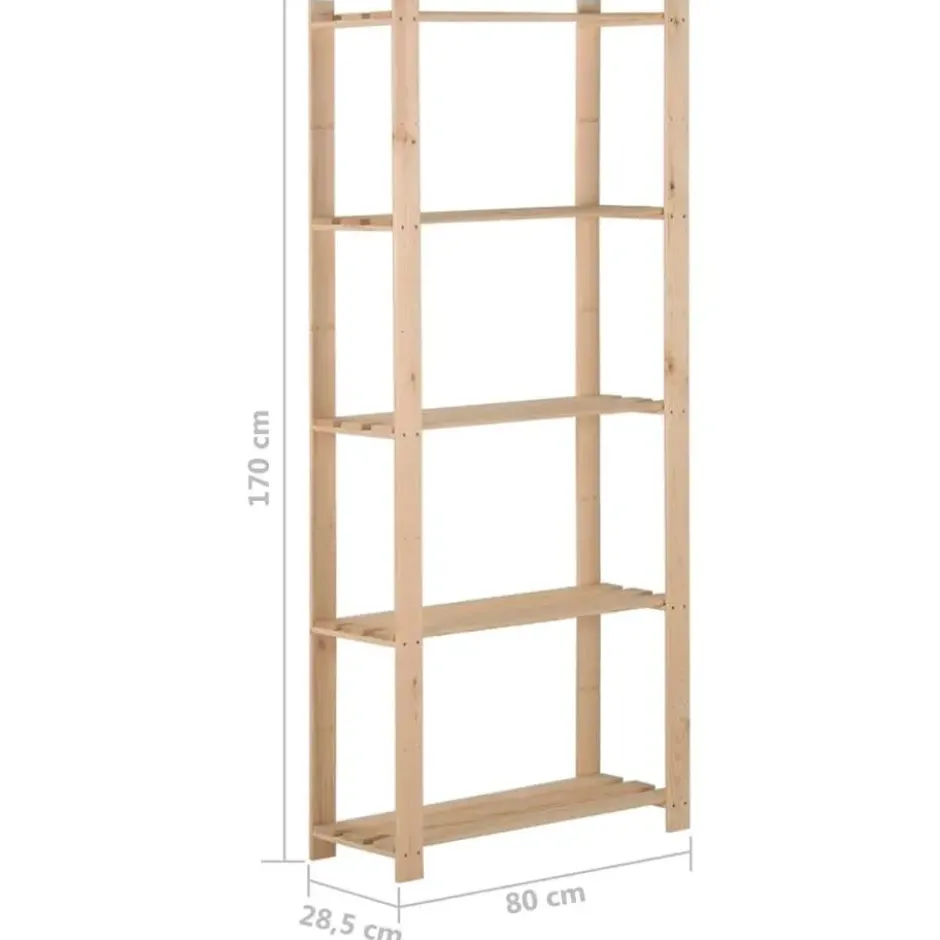 vidaXL - Opbergrek 5-laags 80x28,5x170 cm massief grenenhout
