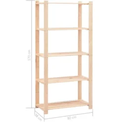 vidaXL - Opbergrek 5-laags 80x38x170 cm massief grenenhout 250 kg