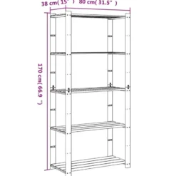 vidaXL - Opbergrek 5-laags 80x38x170 cm massief grenenhout bruin opbergmeubel