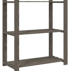 vidaXL - Opbergrek 3-laags 80x38x90 cm massief grenenhout grijs opbergmeubel