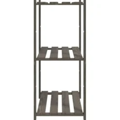 vidaXL - Opbergrek 3-laags 80x38x90 cm massief grenenhout grijs opbergmeubel