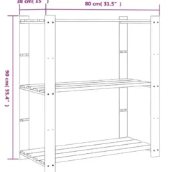 vidaXL - Opbergrek 3-laags 80x38x90 cm massief grenenhout grijs opbergmeubel