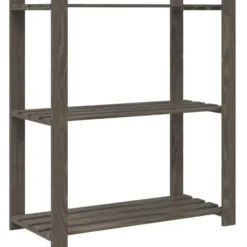 vidaXL - Opbergrek 3-laags 80x38x90 cm massief grenenhout grijs opbergmeubel