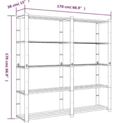 vidaXL - Opbergrek 5-laags 170x38x170 cm massief grenenhout grijs opbergmeubel