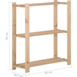 vidaXL - Opbergrek 3-laags 80x28,5x90 cm massief grenenhout