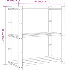 vidaXL - Opbergrek 3-laags 80x38x90 cm massief grenenhout bruin opbergmeubel