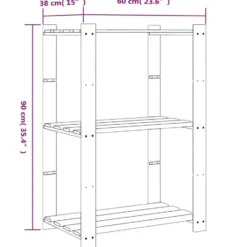 vidaXL - Opbergrek 3-laags 60x38x90 cm massief grenenhout bruin opbergmeubel