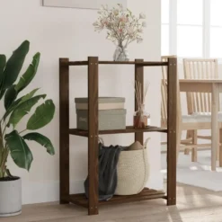 vidaXL - Opbergrek 3-laags 60x38x90 cm massief grenenhout bruin opbergmeubel