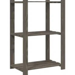 vidaXL - Opbergrek 3-laags 60x38x90 cm massief grenenhout grijs opbergmeubel