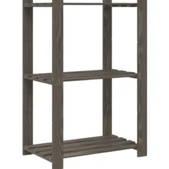 vidaXL - Opbergrek 3-laags 60x38x90 cm massief grenenhout grijs opbergmeubel