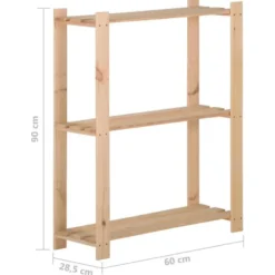 vidaXL - Opbergrek 3-laags 60x28,5x90 cm massief grenenhout